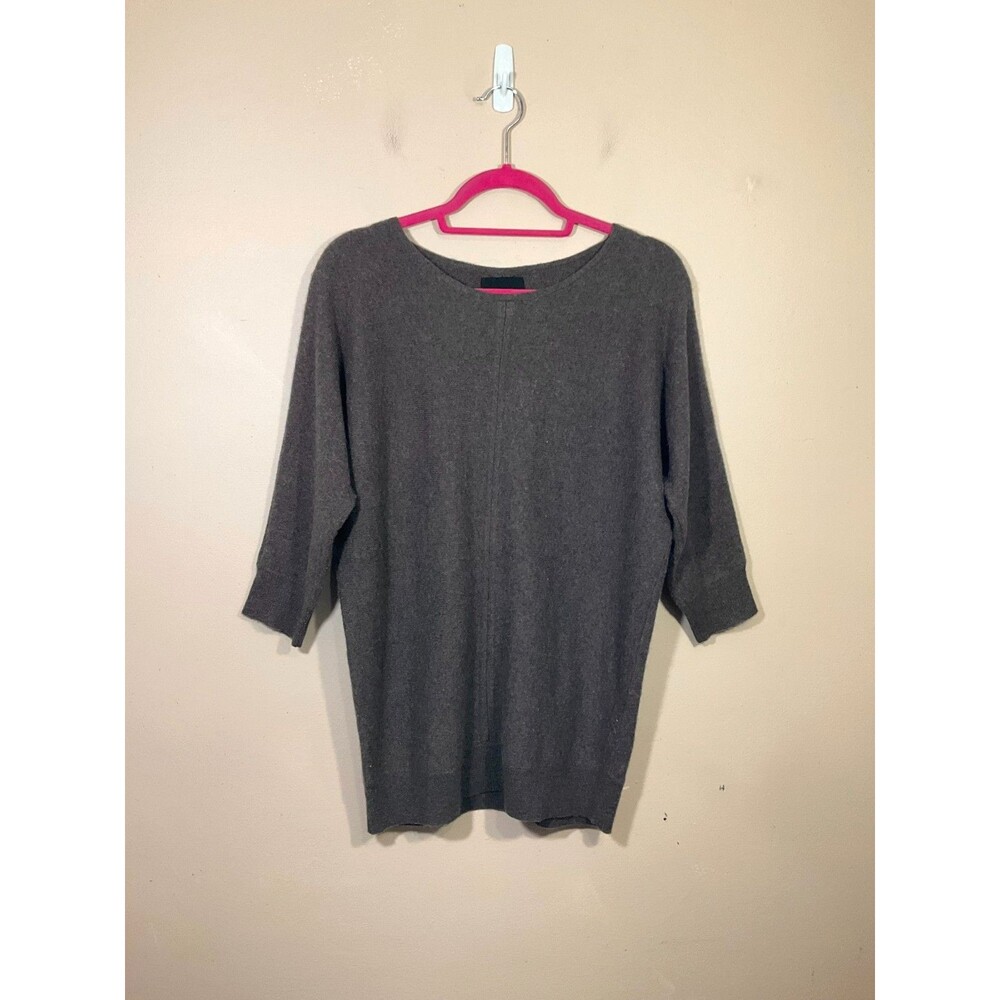 Cynthia Rowley Cashmere Sweater M Brown Preppy Minimalist 3/4 Length Sleeves